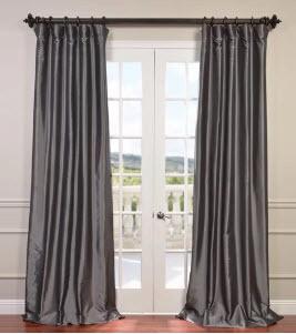 Faux Silk Taffeta Curtain Collection - Pole Pocket - 50" x 84" - Grey