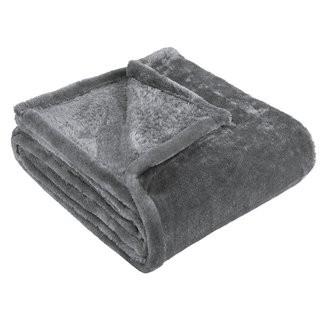 The Twillery Co. Geoff Modern Velvety Fleece Blanket (CHMB1758_24753489_24753482) - Grey