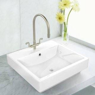 American Imaginations Ceramic Rectangular Vessel Bathroom Sink with Overflow (AMIM7049_17757108)