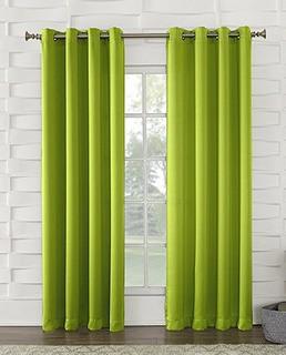 Lot 2 Panels - Sun Zero Groton Solid Room Darkening Rod Pocket Single Curtain Panel - Lime Green - 54 63 LIM GRA-PT(SUNZ1003_12806761_12806767)