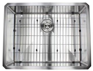 eModern Decor Ariel Premium Stainless Steel 26 x 20 Undermount Kitchen Sink with Sink Grid and Drain Assembly (EMDE1332) -