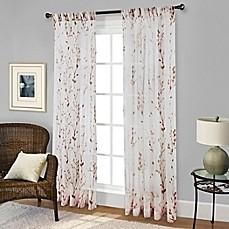 WILLOW PRINT PINCH PLEAT 84-INCH SHEER WINDOW CURTAIN PANEL IN RED