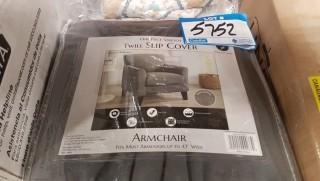 Great Bay Home Twill Slip Cover - Armchair - up to 43" wide - Grey - 2 pcs