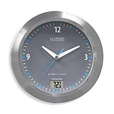 LA CROSSE TECHNOLOGY WATER RESISTANT ATOMIC ANALOG CLOCK WITH DIGITAL TEMPERATURE DISPLAY