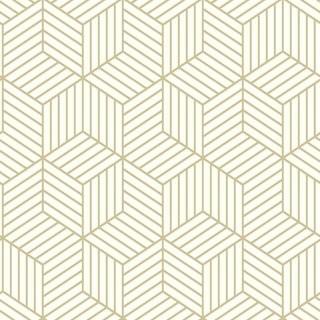 Wrought Studio Rumsey Stripped Hexagon 16.5' L x 20.5 W Geometric Peel and Stick Wallpaper Roll (VRKG7656_24747530) - 3 rolls - White / Gold