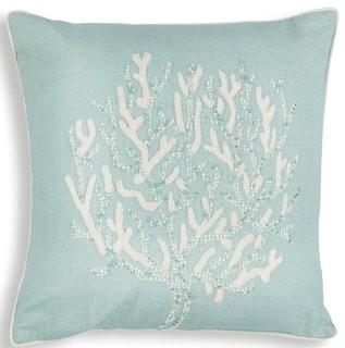 Rosecliff Heights Chamberlain Aqua Coral Reef Linen Throw Pillow (ROHE4535)