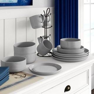 Breakwater Bay Edmonton Stoneware 16 Piece Dinnerware Set, Service for 4 (BKWT4200_25021510) - Missing 1 Cup - Blue