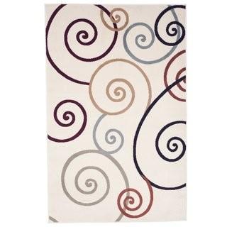 Lavish Home Modern Swirls Ivory Area Rug (CFB1132_15189387) - 1'8" x 7'