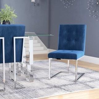 Willa Arlo Interiors Robey Upholstery Dining Chair - Navy (WRLO8747_22830605_28747692) - Silver
