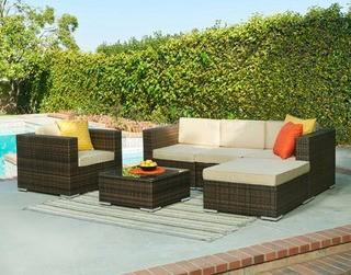Caribe 4 Piece Wicker Sectional Set - Grey color