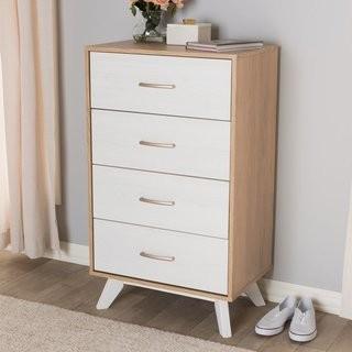 George Oliver Oyola Mid Century 4 Drawer Chest (GOLV3028) - Natural./White