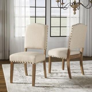 Lark Manor Pompon Nailhead Side Chair (LARK2735_17009334) - Set of 2 - Beige