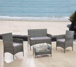 Wade Logan Woodland Park 4 Piece Patio Deep Seating Group with Cushions (WLGN8879_21376097)