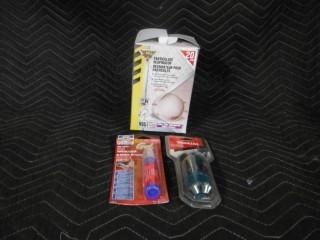 Assorted Items Including Makita 18-in-1 Screw Driver, Thread Locker, Particulate Respirator, Etc