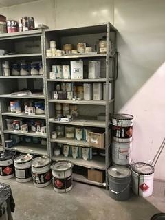 Contents of Paint Storage Room including Paint, Top Coat, Drum Wrench, Lacquers, Primers, etc.