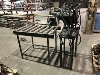 Keen Cut-Off Saw on Steel Stand w/ 4' X 27" Roller Table