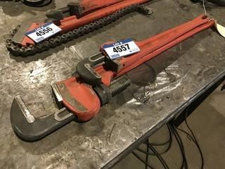 Lot of (1) 36" Ridgid Pipe Wrench and 24" Ridgid Pipe Wrench