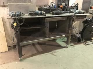 Steel Shop Work Bench on Casters