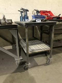 26.5" X 4' Steel Shop Work Bench on Casters