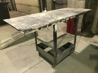 25.5" X 62" Steel Shop Work Bench on Casters