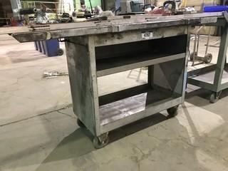 61.5" X 24" Steel Shop Work Bench on Casters