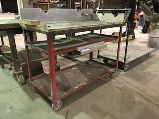 46.5" X 22" Steel Shop Work Bench on Casters