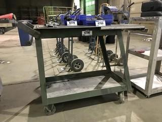 44" X 23.5" Steel Shop Work Bench on Casters w/ 6" Bench Vise