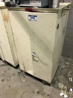 Roll Away 2-Door Shop Cabinet w/ Contents Including Asst. Aersol Spray Cans