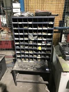 Parts Bin on Steel Stand w/ Asst. Contents Including Asst. Fittings and Plugs