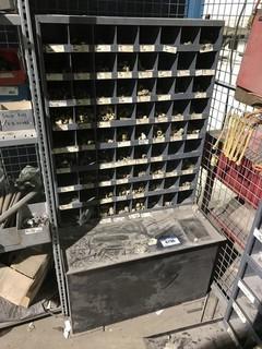 Parts Bin on Steel Stand w/ Asst. Contents Including Asst. Fittings and Plugs