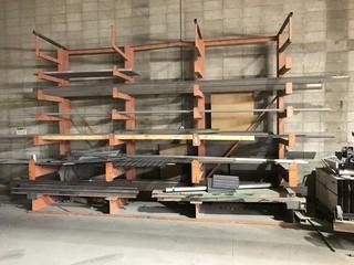 Contents of Single Cantilever Racking Including Grating, Square Tubing, Angle Iron, etc.