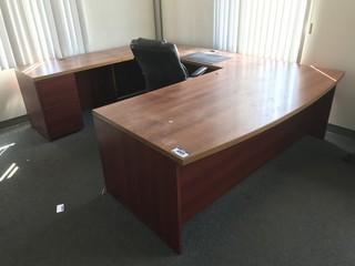 Lot of U-Shaped Desk, Cabinet,(2) Task Chairs, Round Table, etc.