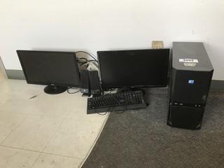 Lot of Desktop Computer w/ Keyboard, Mouse, Desktop Speakers, (2) Acer Monitors