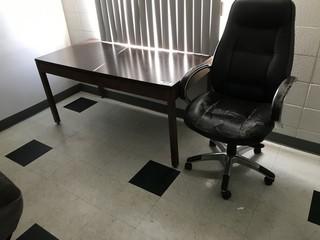 Lot of Desk, Task Chair, Van Bench Seat, Coat Rack