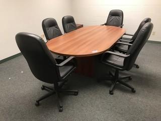 Lot of Board Room Table w/ (6) Board Room Chairs