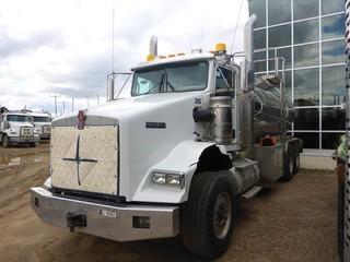 2014 KENWORTH T800 T/A Potable Water Tanker, 142,471 Km, c/w Cummins ISX 15 (485 HP), 18 Spd, 20,000 Lb Front, 46,000 Lb Rear Axle, A/R Susp, 248" Wheelbase, Differential & Inter-Axle Lockups, Wet Kit, GARDNER DENVER Durapak Hyd Oil Cooler, OILMEN'S 4,000 Gallon Single Compartment Insulated Stainless Tank SN 1358647, BOWIE 3" Pump c/w Hyd Drive Mounted in Insulated Hot Box, 425/65R22.5 Front, 11R24.5 Rear Tires.