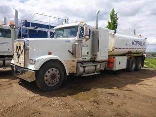 2006 FREIGHTLINER FLD132XL Classic T/A Water Tanker  c/w DETROIT (515 HP), 13 Spd, 12,000 Lb Front, 40,000 Lb Rear Axles, A/R Susp, 290" Wheelbase, Differential & Inter-Axle Lockups, Wet Kit, 42" Flat Top Sleeper, 2012 TWI Single Compartment 4,650 Gallon Steel Potable Water Tank SN 7262 c/w BOWIE 3" Pump c/w Hyd Drive, Mounted in Hot Box, Float Level Indicator, Pup Eqpt, 11R24.5 Front, 11R24.5 Rear Tires.