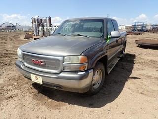 2000 GMC Sierra 1500 Z71 SLE Extended Cab Pickup Truck. Gas Engine, Automatic Transmission, Showing 419,002Kms. SN 2GTEK19T8Y1129901. **NOTE: OPERATIONAL HOWEVER REQUIRES SERVICE TO THE TRANSMISSION, LOCATED IN STETTLER EAST YARD**