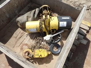 Vulcan 5-ton Electric Chain Hoist.  **NOTE: REQUIRES REPAIR, LOCATED IN STETTLER EAST YARD**