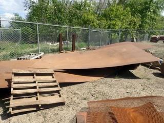 Lot of Asst. Checker Plate Steel Sheeting- YELLOW PAINT. **LOCATED IN STETTLER FAR EAST YARD**