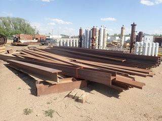 Lot of Asst. Structural Steel Including Channel Iron, Flat Bar, etc.- GREEN PAINT. **LOCATED IN STETTLER EAST YARD**