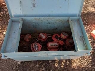 Onsite Work Box 41" x 20" x 21" w/ Quantity of Overhead Chain Hoists & Tarp