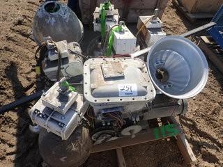 Lot of 400Watt Track Lights, Shop Lights and Overhead Door Lift. **LOCATED IN STETTLER CENTER OF EAST YARD**