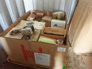 Pallet of Asst. Bruin Pump Filters and Parts, Gauges, Regulators, Pressure Controllers, etc. **LOCATED IN STETTLER, SEA CAN IN EAST YARD**