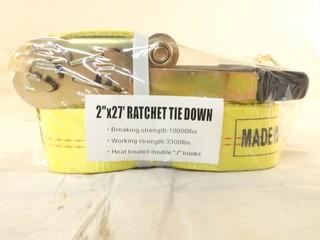 Lot of (2) 2" x 27' 3300LBS Ratchet Staps
