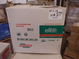 Qty of (5) Boxes of Elite Lighting B437-WH Ceiling Mount 4 Inch Shower Trim; White