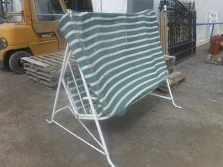 70" Green & White Porch Swing
