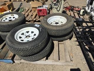 Lot of (4) Trail Express ST225/75R15 Tires w/ Rims