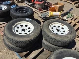 Lot of (4) Trail Express ST225/75R15 Tires w/ Rims