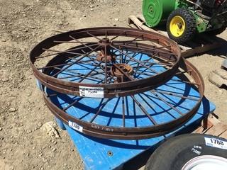 Lot of (2) Steel Wagon Wheels (4' Diameter)